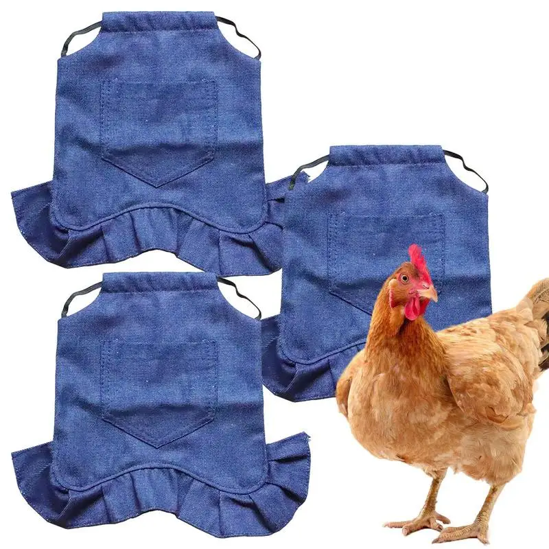 

3PCS Chicken Saddle Hen Apron Poultry Wing Protector Elastic Straps Protect Denim For Hens Duck Poultry Chicken Feather Growth