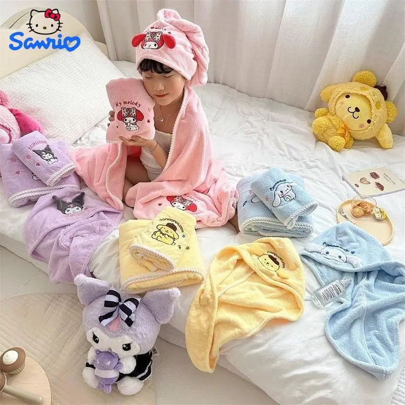 Аниме Sanrio банное полотенце для тела Hellokitty Kuromi Melody мягкое рук из микрофибры банный - Цена: 251