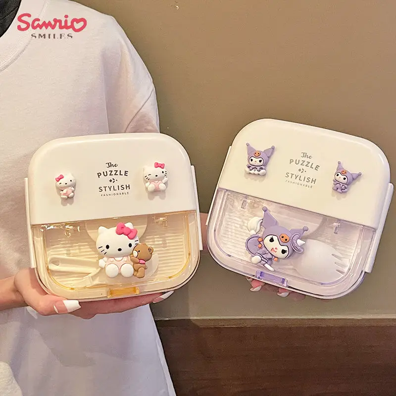 

Sanrio Hello Kitty Kuromi Pochacco Cartoon Lunch Box Student Divided Kawaii Anime Bento Box Microwave Crisper Kawaii Tableware