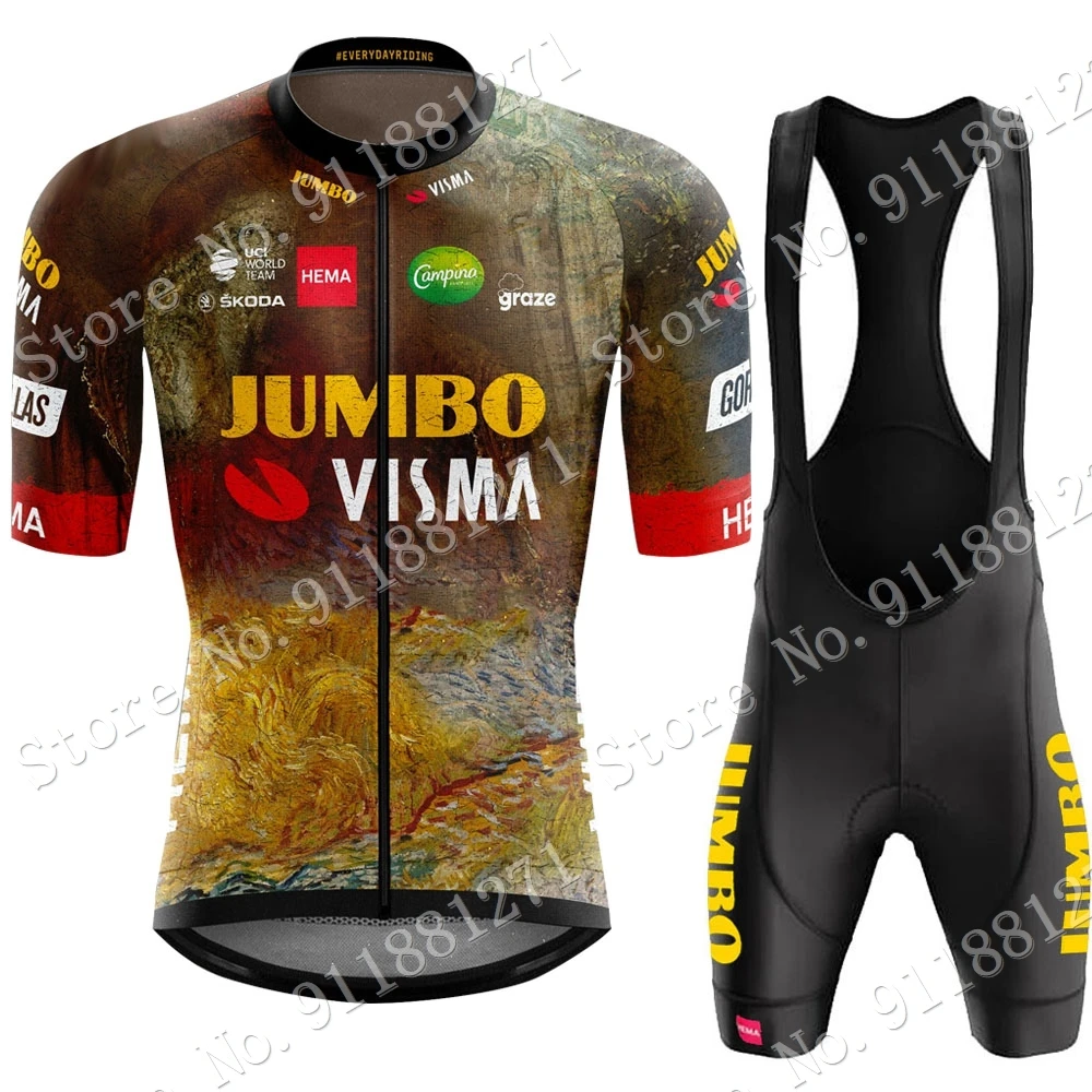 2022 Jumbo Visma France Team Cycling Clothing Jersey Set Short Sleeve Road Bike Shirts Bicycle Bib Shorts MTB Road Ropa