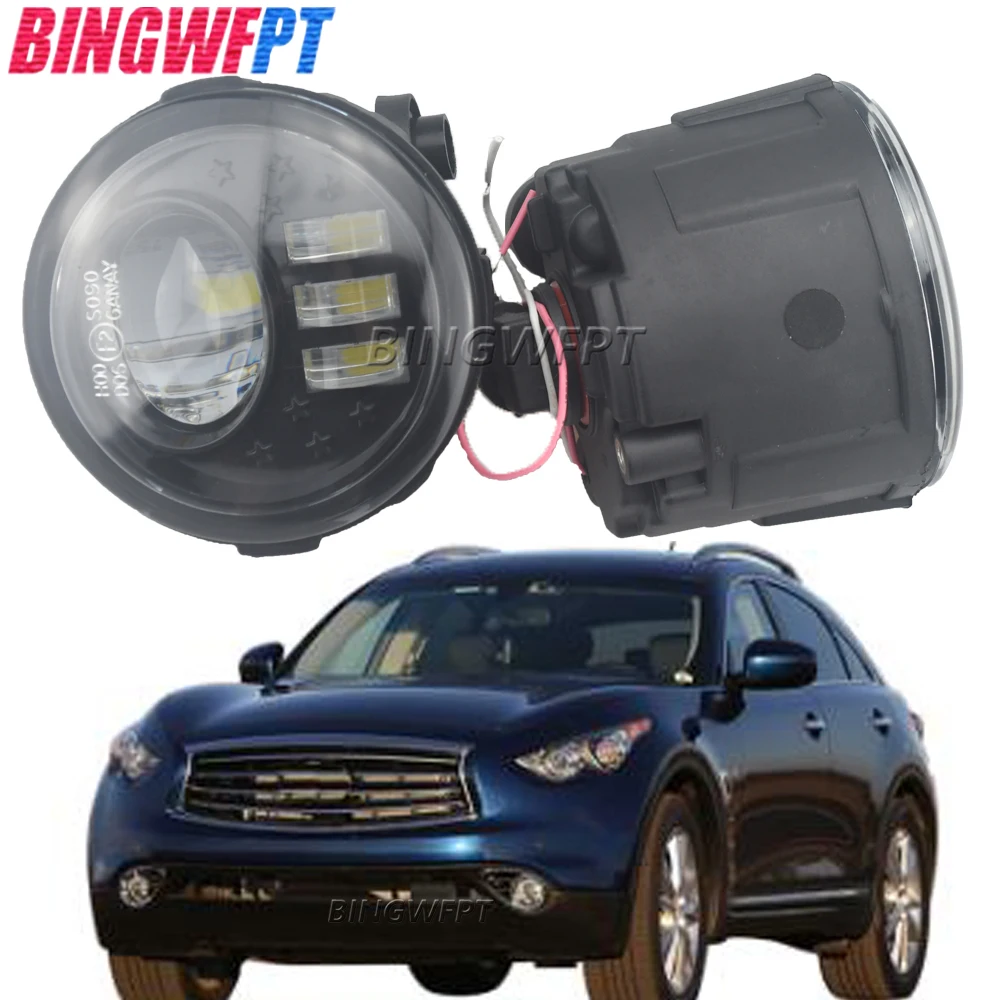 

2Pieces Car Fog Light Assembly LED Daytime Running Lamp DRL H11 12V For Infiniti QX QX50 QX56 QX70 2006 2007 2008 2009 2010-2014