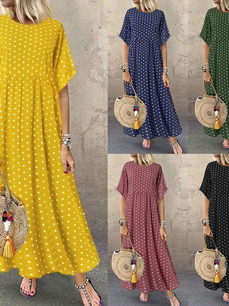 Женское винтажное платье на пуговицах повседневное Свободное длинное с коротким