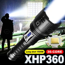 강력한 세대 XHP360 고성능 LED 손전등, 매우 밝은 XHP199 전술 플래시 라이트, 18650 야외 캠핑 핸드 램프