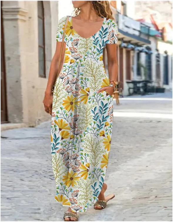 

2022 женский сарафан с принтом, летнее Модное Длинное Платье, элегантные женские платья макси