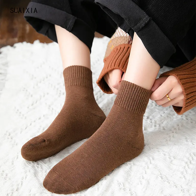 

Socks Children's Mid Tube Socks, Spring and Autumn New Women's Solid Cotton Socks, Retro High Rubber Band Socks