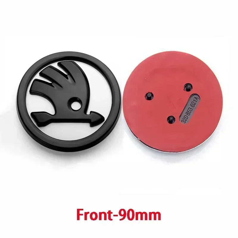 Логотип ABS 80/90 мм для Skoda Superb Fabia 2 Octavia Laura RS Rapid Yeti Karoq Kodiaq, наклейка на значок на переднюю часть и заднюю часть багажника автомобиля