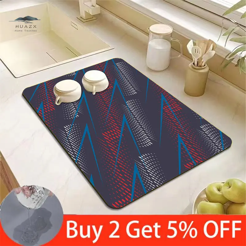 

Abstract Geometric Texture Dish Drying Mat Drain Pad for Kitchen Table Sink Bowl Plate Super Absorbent Aesthetic Room Decoration