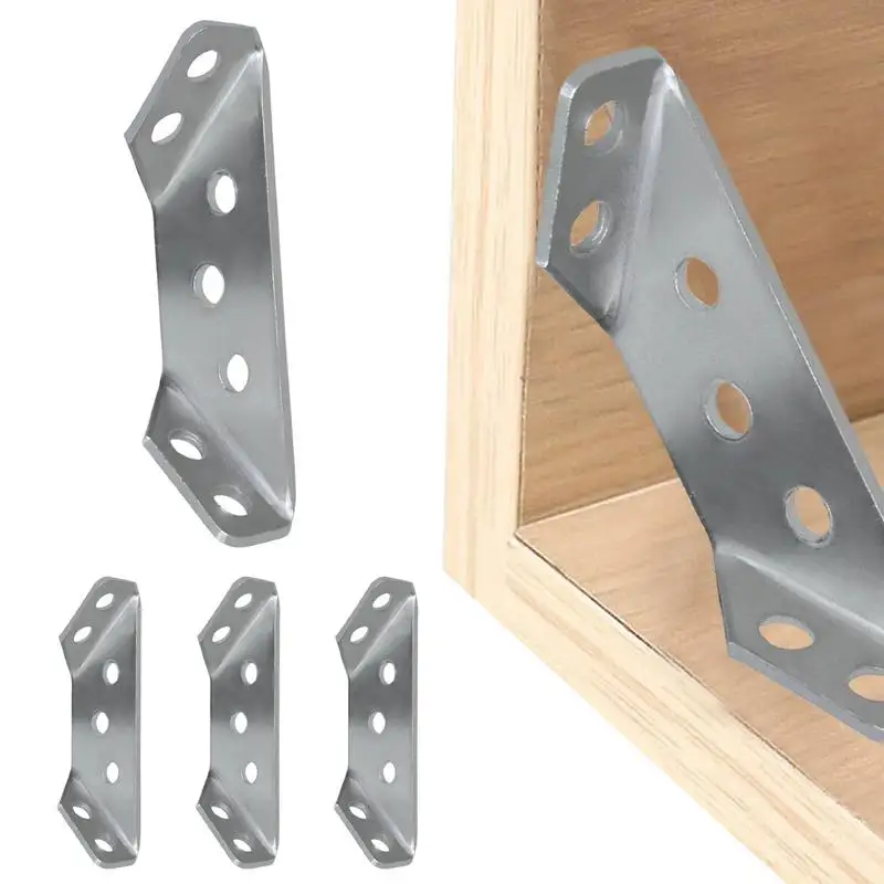 

4Pcs Universal Furniture Corner Connector Stainless Steel Trapezoidal Angle Brackets Shelf Cabinet Furniture Triangular Support