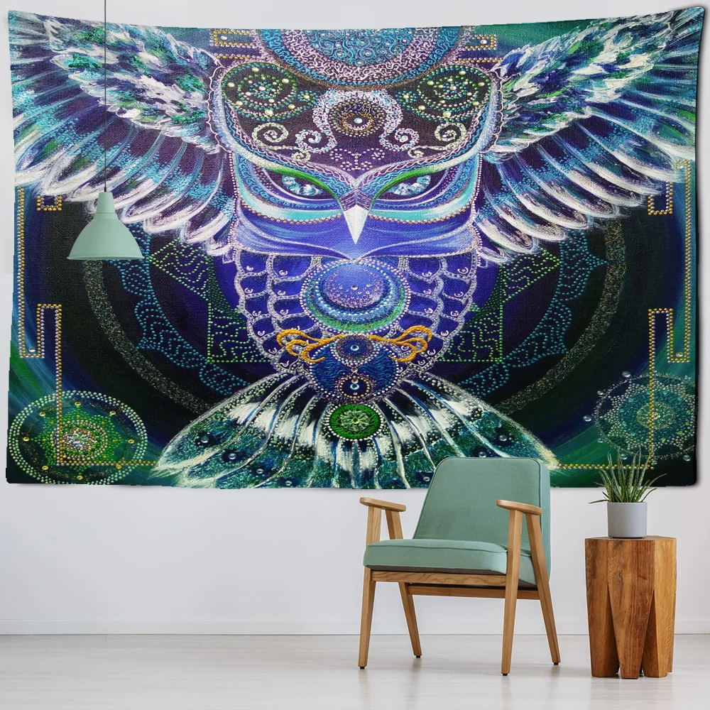 

Psychedelic Animals Tapestry Mandala Owl Horse Cat Wall Hanging Witchcraft Boho Hippie Home Art Background Decorate