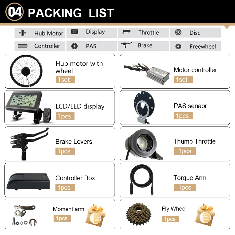 Комплект для переоборудования электровелосипеда 500 Вт 36/48 В