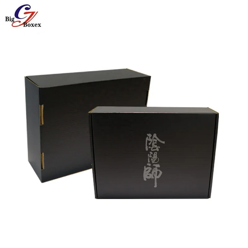 Professional Customer Logo Printing Large Black Boxes Packaging Cardboard Gift Paper Box E-flute Corrugated Shipping Carton