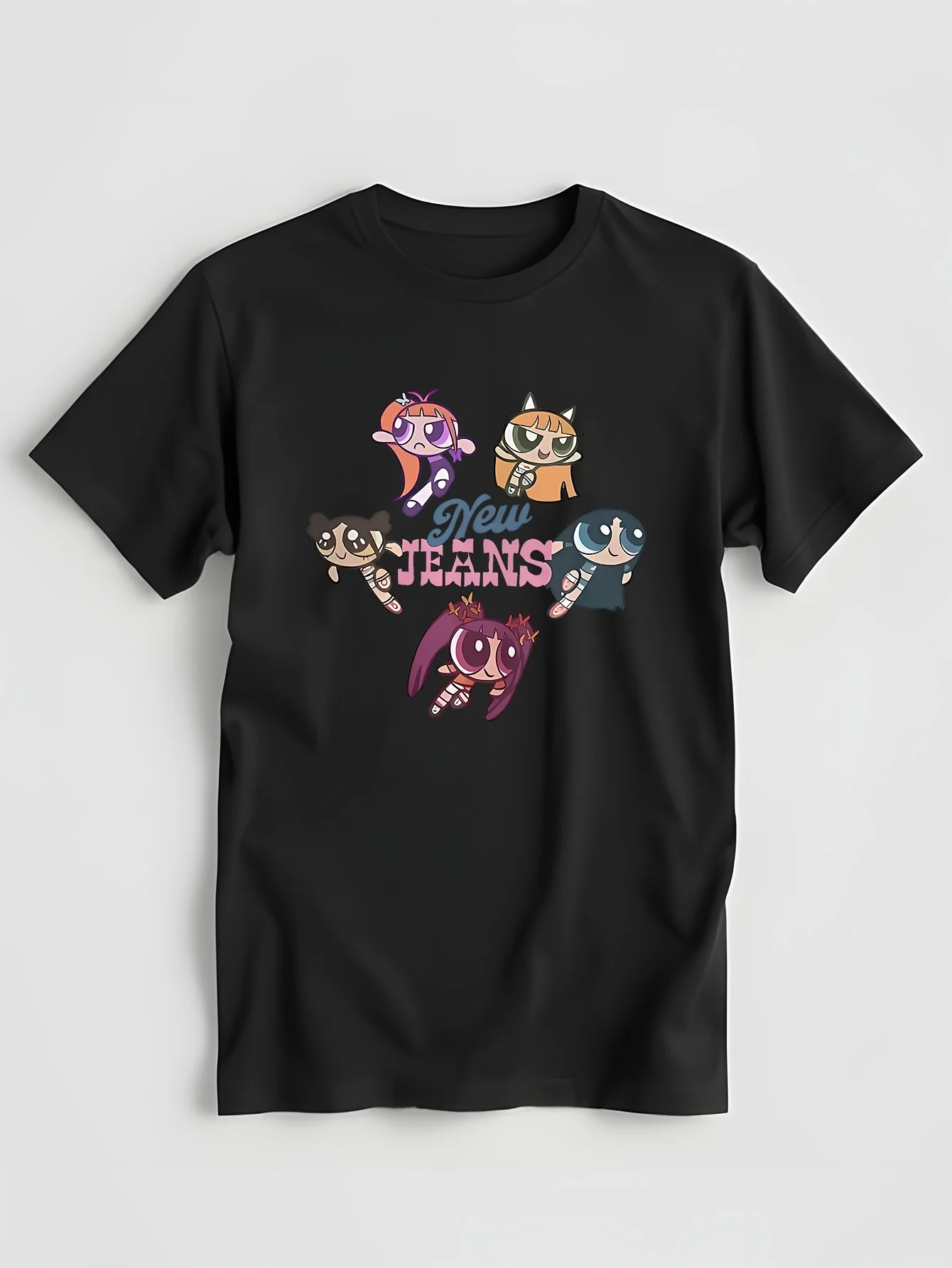 Футболка Newjeans мужские хлопковые новые футболки с круглым вырезом PowerPuff футболка
