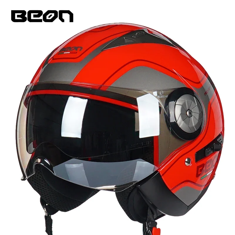 Шлем мотоциклетный со съемным козырьком и открытым лицом для взрослых