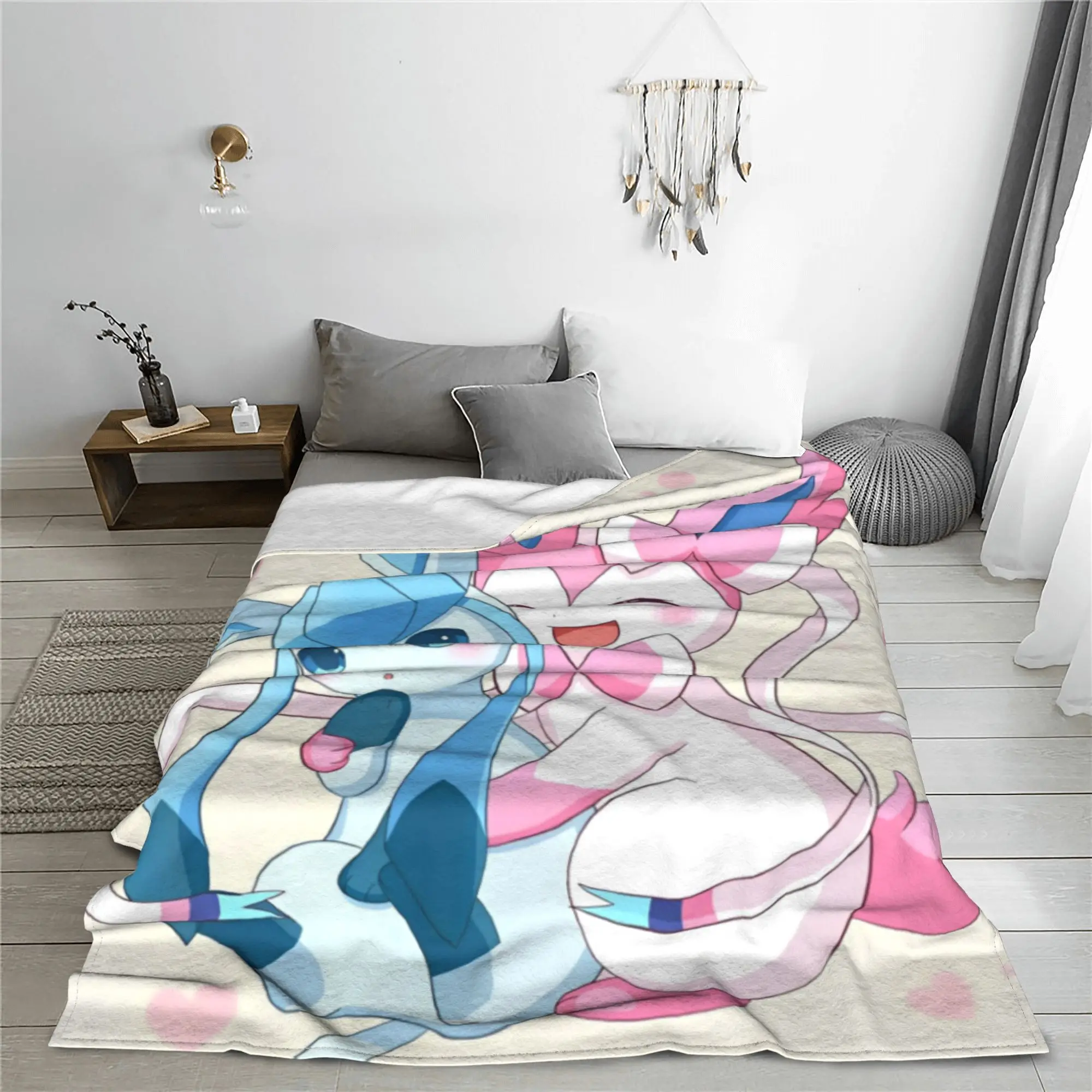 Одеяло с изображением Покемона аниме Sylveon Eevee фланелевое одеяло героями