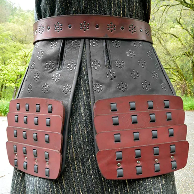 

Medieval Renaissance Ronin Samurai Leather Faulds Large Belt Viking Knight Pirate Cosplay Costume Gothic Thigh Armor Tasset LARP