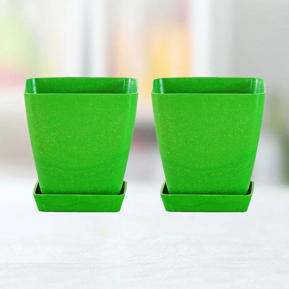 2 Sets Small Flower Pots Square Mini Plastic Containers Succulent Plants