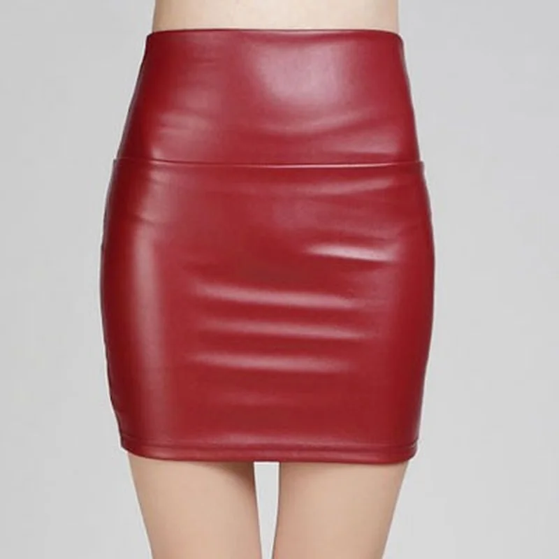 

New Leather Skirt Explosive Women Fashion High Waist PU Leather Skinny Thicken Mini Hip Skirt Sexy Skirt for Sex Women's Skirt