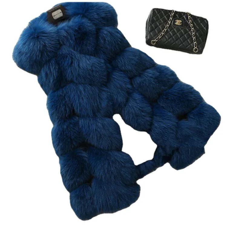 Splice autumn and winter fur vest fur vest women's middle long fur vest coat