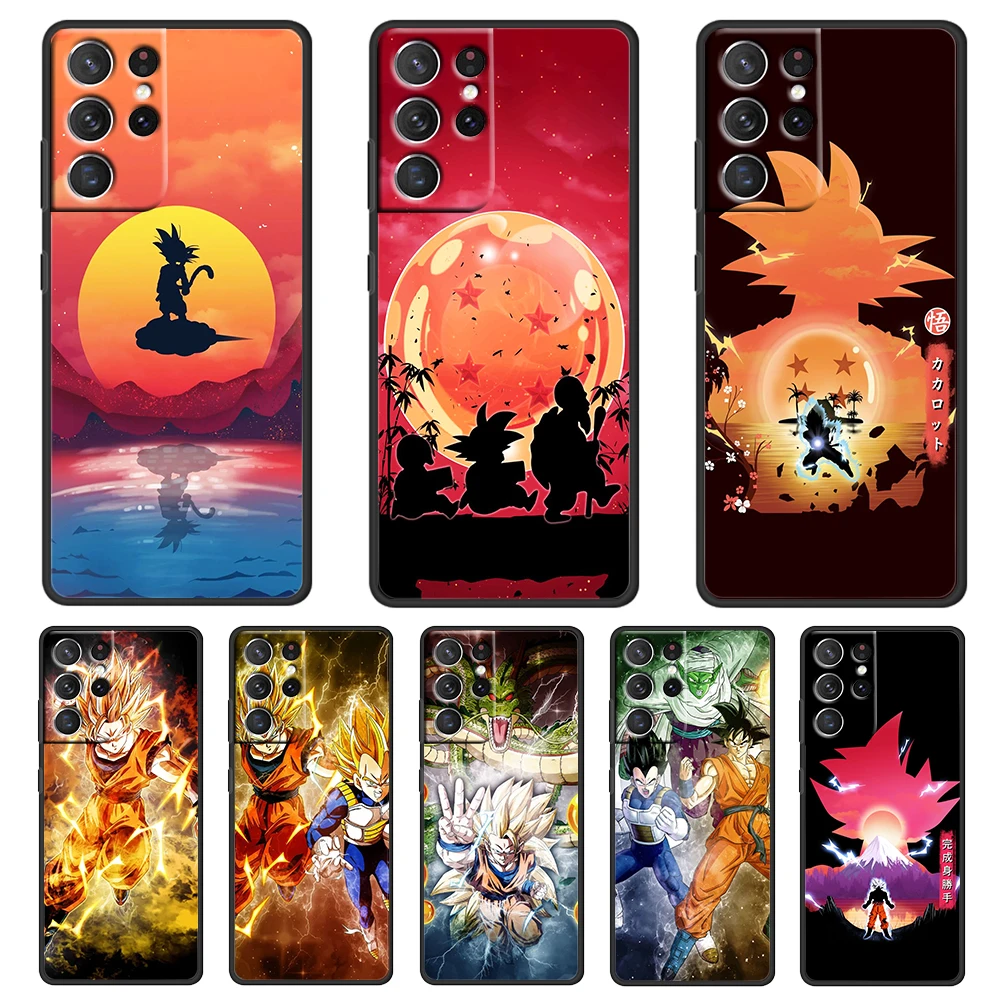 

Black Phone Case For Samsung Galaxy S23 S22 S21 S20 FE Ultra Pro Lite S10 S10E S9 Plus 5G D-Dragons B-Balls DBZ GOKU Cover Capa