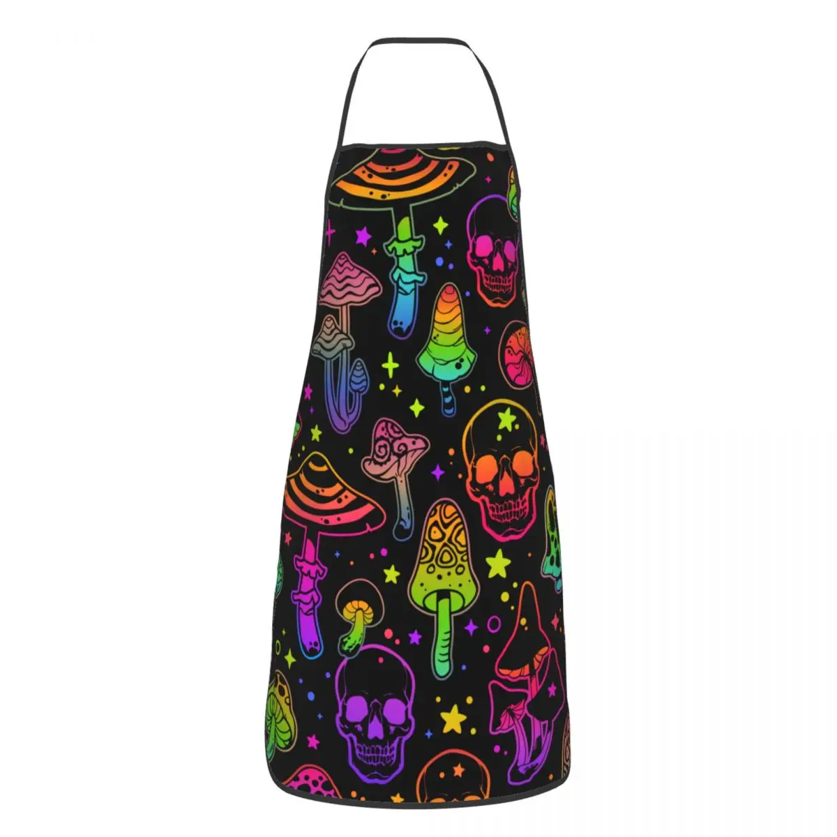 

Psychedelic Mushrooms Apron for Women Men Waterproof Garden Bibs Skulls Polyester Cuisine Cooking Baking Tablier