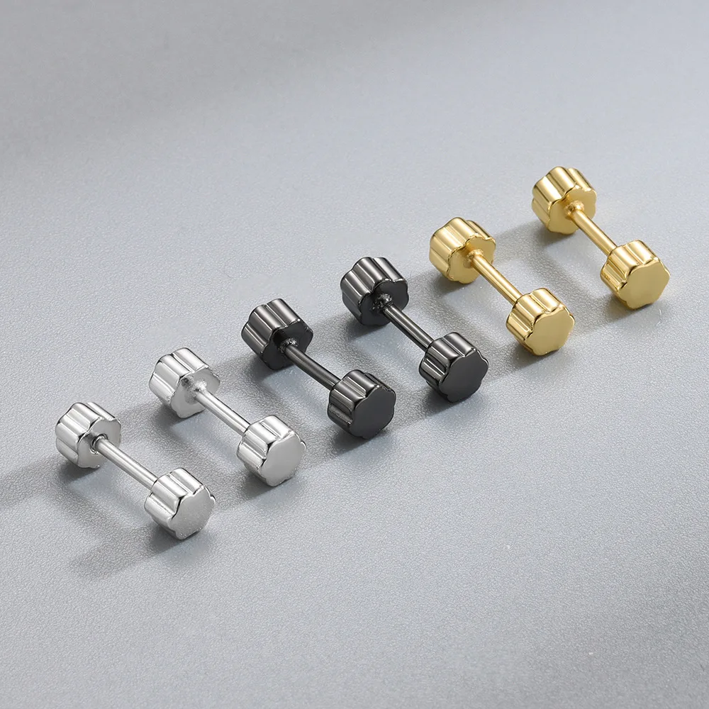 

Минималистичные серьги-гвоздики в виде гантели из стерлингового серебра 925 пробы с винтовой застежкой для мужчин и женщин ювелирные издели...