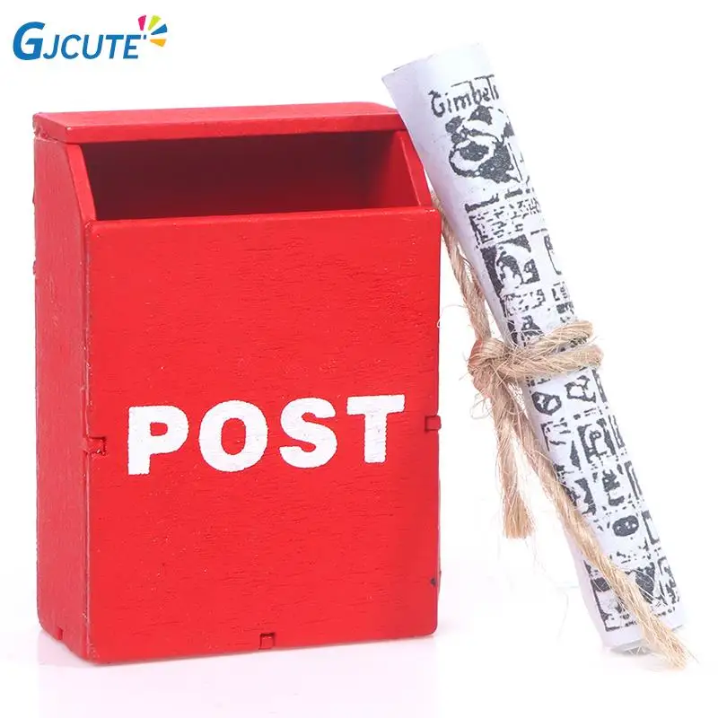 

Dollhouse Wooden Mailbox Mail Post Box Miniature 1:12 Fairy Garden Furniture Accessory