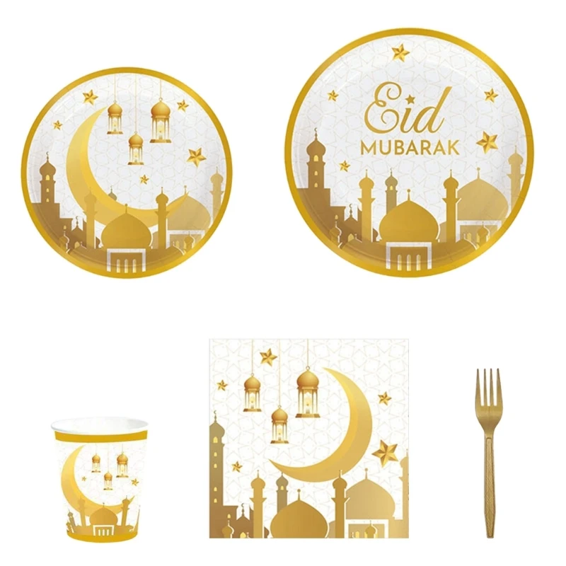 

Рамадан бумажный стаканчик, тарелка вилка Eid Mubarak украшения мусульманского фестиваля