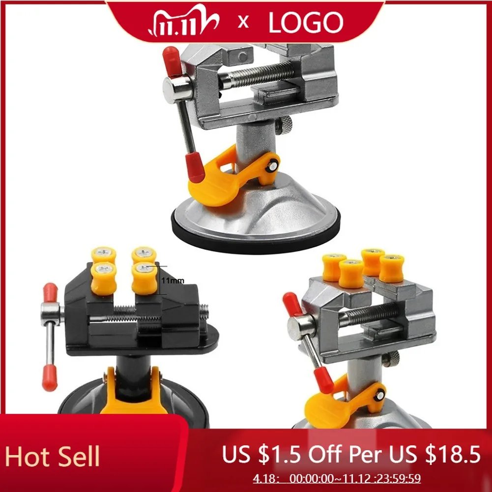 

Adjustable Fixed Electric Small Table Bench Vise Universal Suction Cup Vise 360° Rotatable Grinder Rotary Hand Drill Fixed Frame