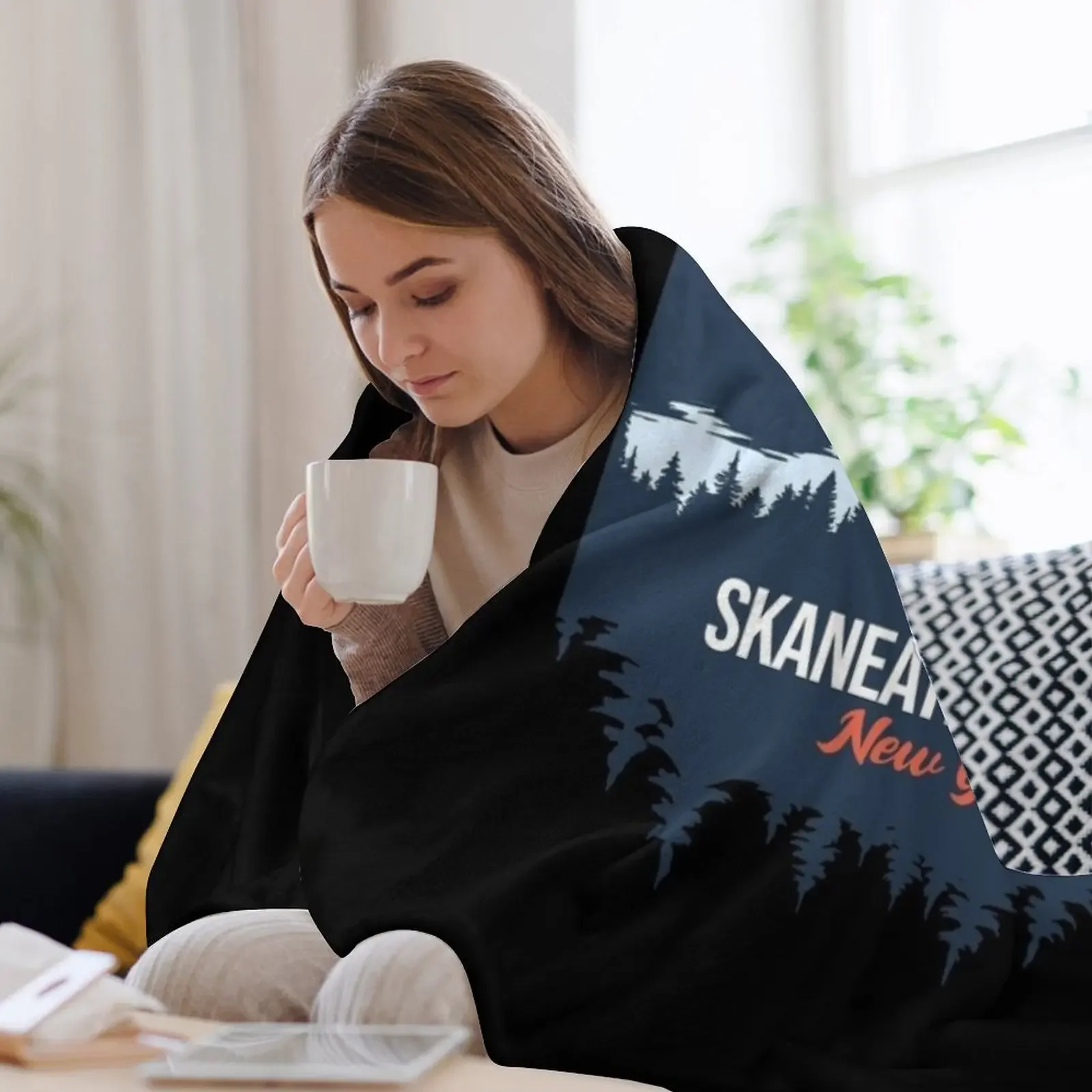 Skaneateles Lake New York с горным и сосновым деревом пледы покрывала волосатые мягкие