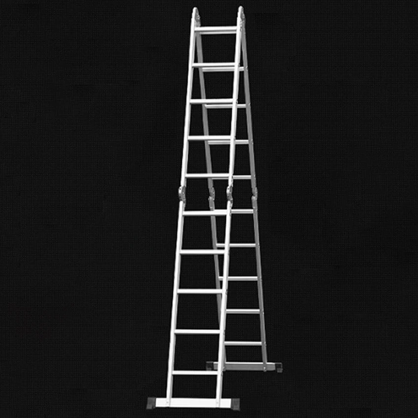 4*5 Practical Aluminum Alloy Folding Ladder 20-Step Joints Retractable Construction ladder Adjustable Telescopic Ladder Silver