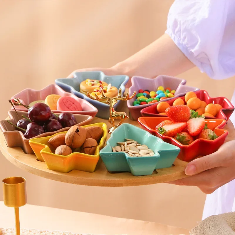 Рождественская елка тарелка с сухофруктами керамическая перегородка для