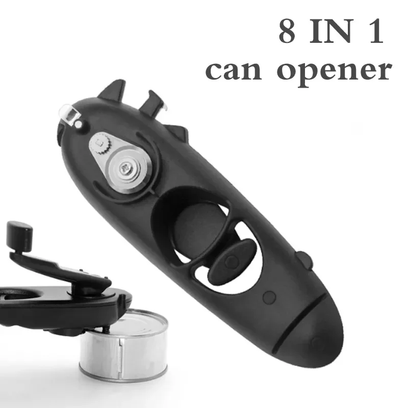

Multifunction 8 In 1 Manual Can Opener Kitchen Tool Bottle Jar Opener Portable ABS Stainless Steel Beer Opener Kitchen Gadget