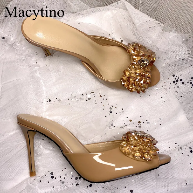 Украшенные бантом женские тапочки на высоком каблуке с круглым носком Тапочки