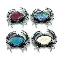 crab zinc alloy inlaid white butterfly shell semi precious stone brooch pendant 50x42mm jewelry making diy necklace brooch