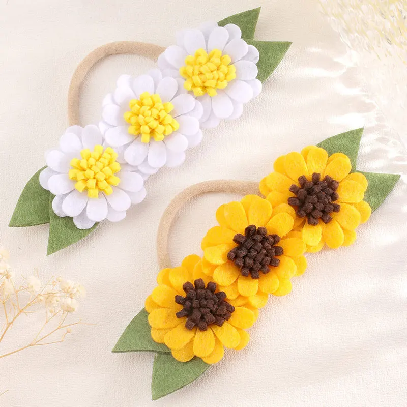 

2Pcs/Set cute Sunflower Headbands for girls Nylon Toddler Floral Hair Bands Soft Elastic Turban Headwear Kids Hair Accessories