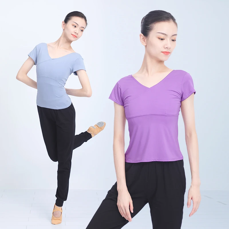 Женские топы для балета и танцев однотонная танцевальная футболка девочек