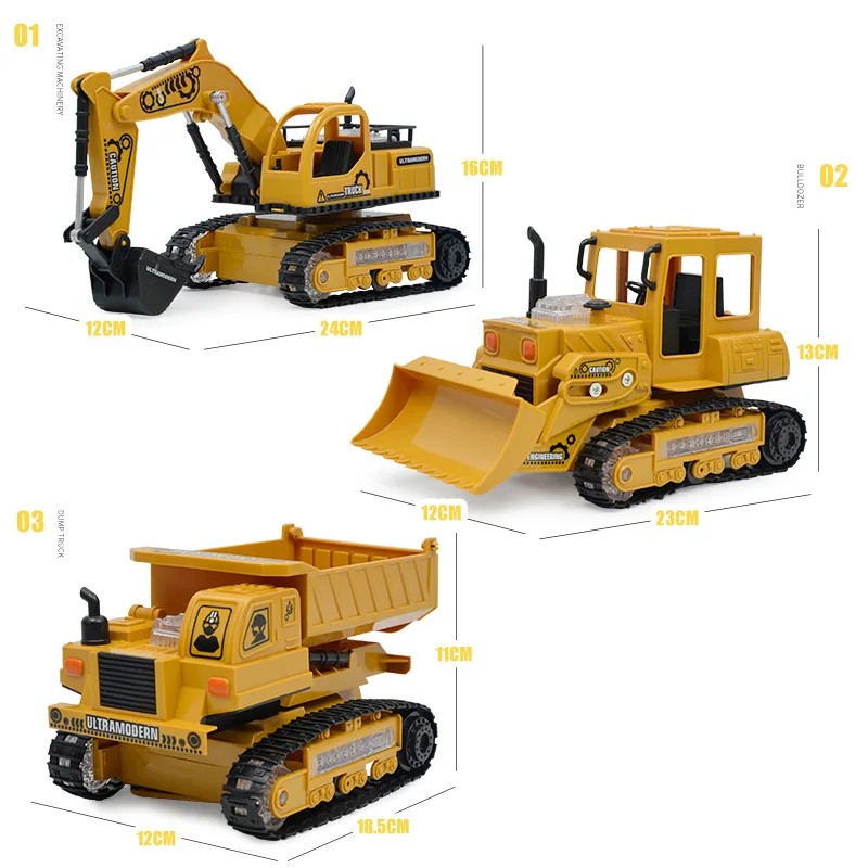 

4CH Remote Control Excavator Toy Children's Rechargeable Wireless RC Construction Vehicle Toy Light Electric Bulldozer Model Car