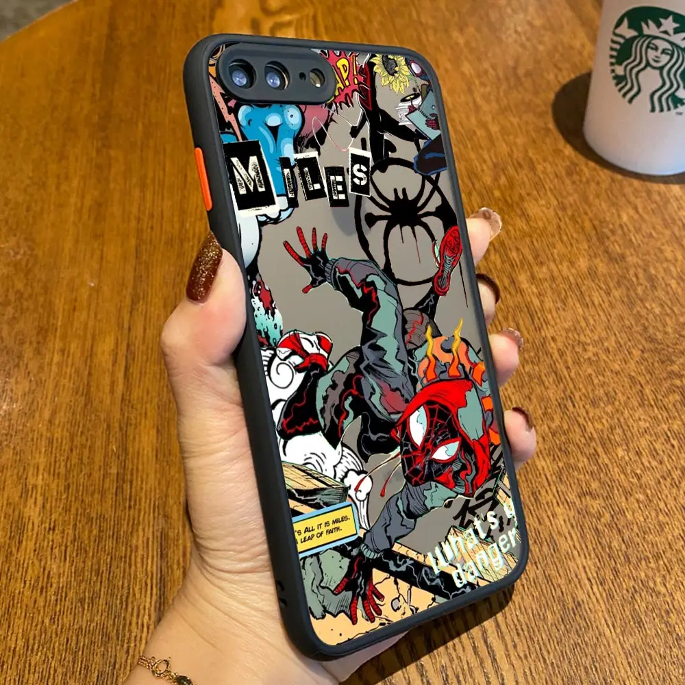 Фото Матовый чехол Spider Gwen Spiderman Miles Morales для iPhone 17E 17 16 16E 15 14 13 12 11 Pro Max 17 Air 7 8 Plus XR XS, защитный чехол-броня №4