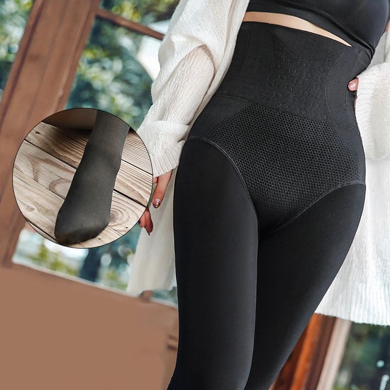 

Autumn Winter Warm Thick Leggings Women Skin-Transparent Thicker Legging Slimming High Waist Feminino Body Shaper