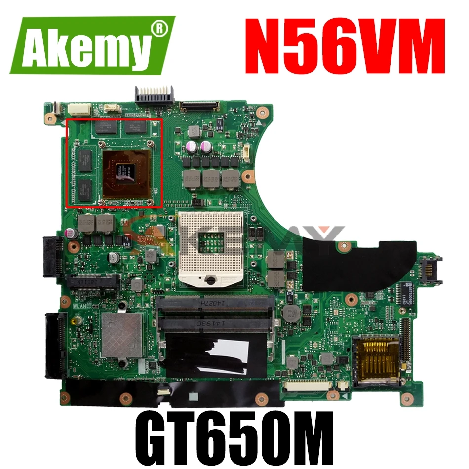 

AKEMY N56VM Laptop Motherboard For ASUS N56VM N56VB N56VZ N56VJ N56V Test Original Mainboard GT650M Support I3 I5 CPU