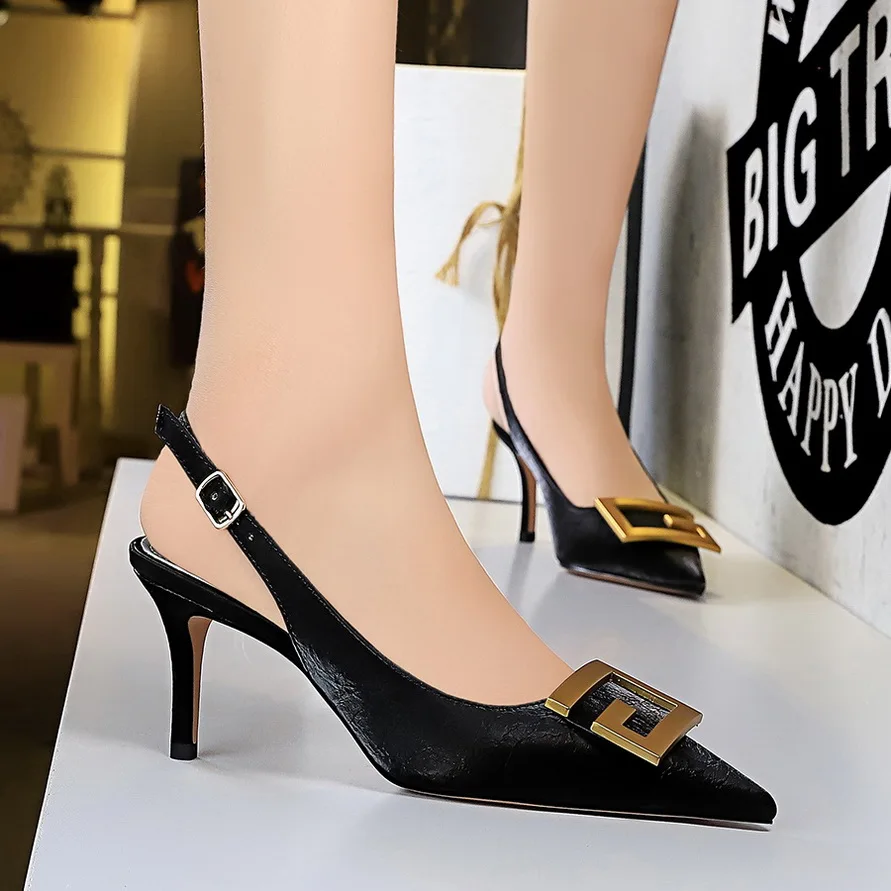 

Slingback Sexy Women Pumps Fashion Ladies High Heels Shoes Soft Leather Heels Shoes Woman Pointed Toe Non-slip Brand Summer 2023