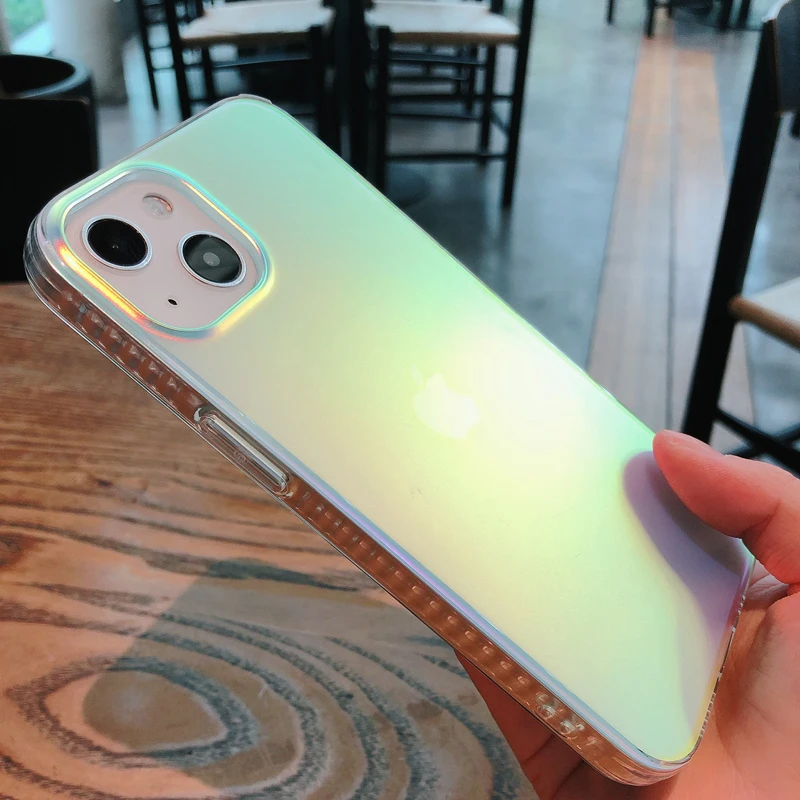 Fashion Matte Aurora Laser Gradient Phone Case For iPhone 14 13 12 11 Pro Max X XR XS 7 8 Plus Mini SE 2 Luxury Shockproof Cover