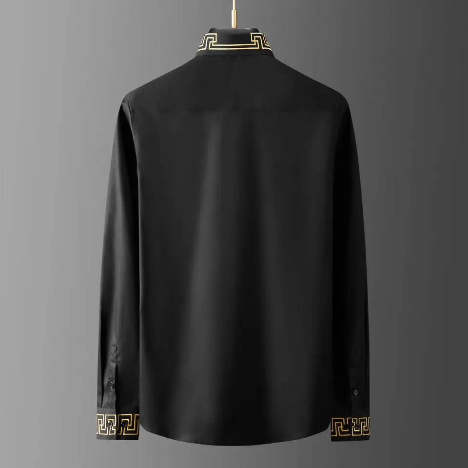 Men's long sleeve shirt autumn tide brand embroidery non-iron fashion handsome personality shirt