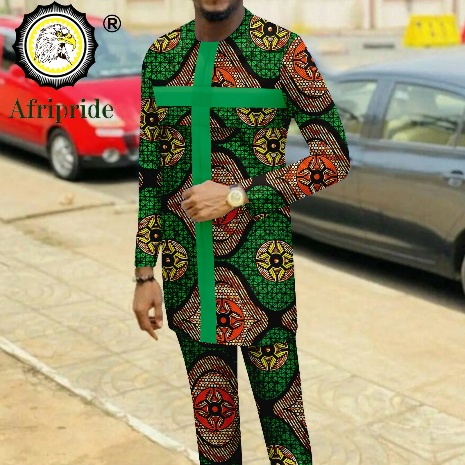 Tracksuit Men African Suits Print Shirts and Pants 2 Piece Set Traditional Outfits Dashiki Clothes Ankara Attire A2216097
