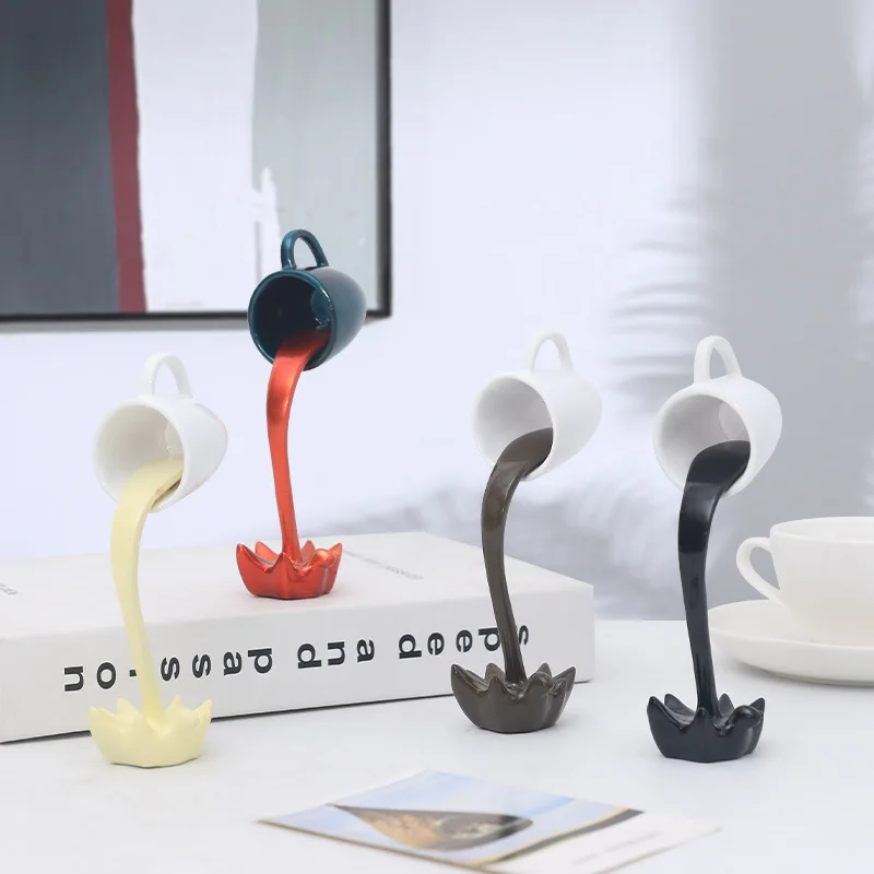 

Floating Spilling Coffee Cup Ornaments Decorations Artwork Coffee Cup Sculpture Resin Crafts Artistic Creative Decorative