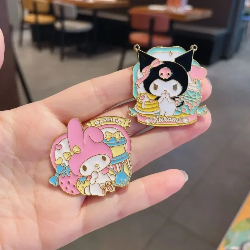 Kawaii Sanrio Kuromi брошь Hello Kitty эмалированный значок на лацкане булавки для рюкзака