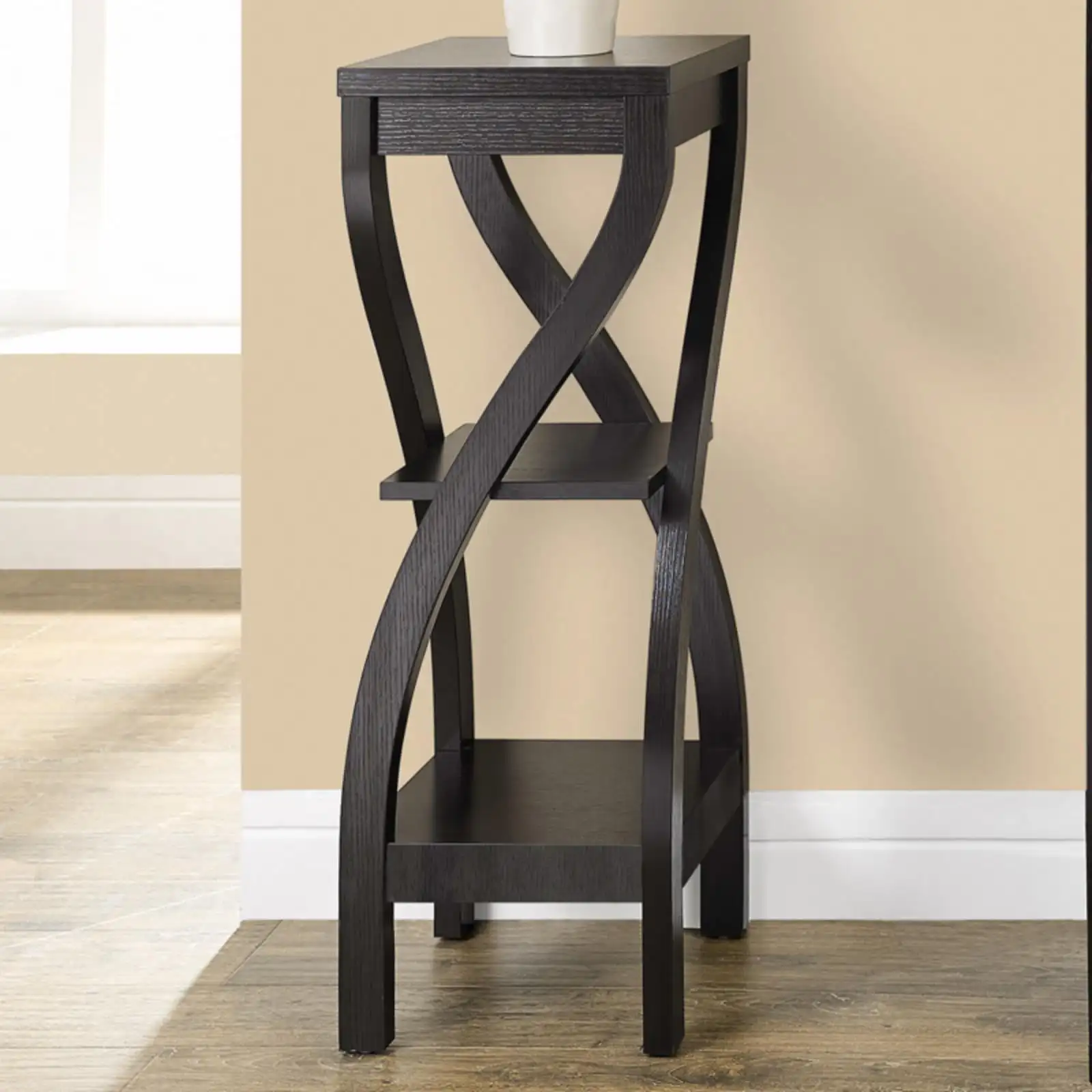 

Accent Table, Side, End, Plant Stand, Square, Living Room, Bedroom, Laminate, Brown, Contemporary, Modern