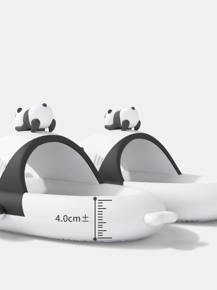 Cartoon Panda Shark Couple Slippers For Men And Women Summer Indoor 4CM Thick Sole Antibacterial Antiskid Soft Sole Slipper