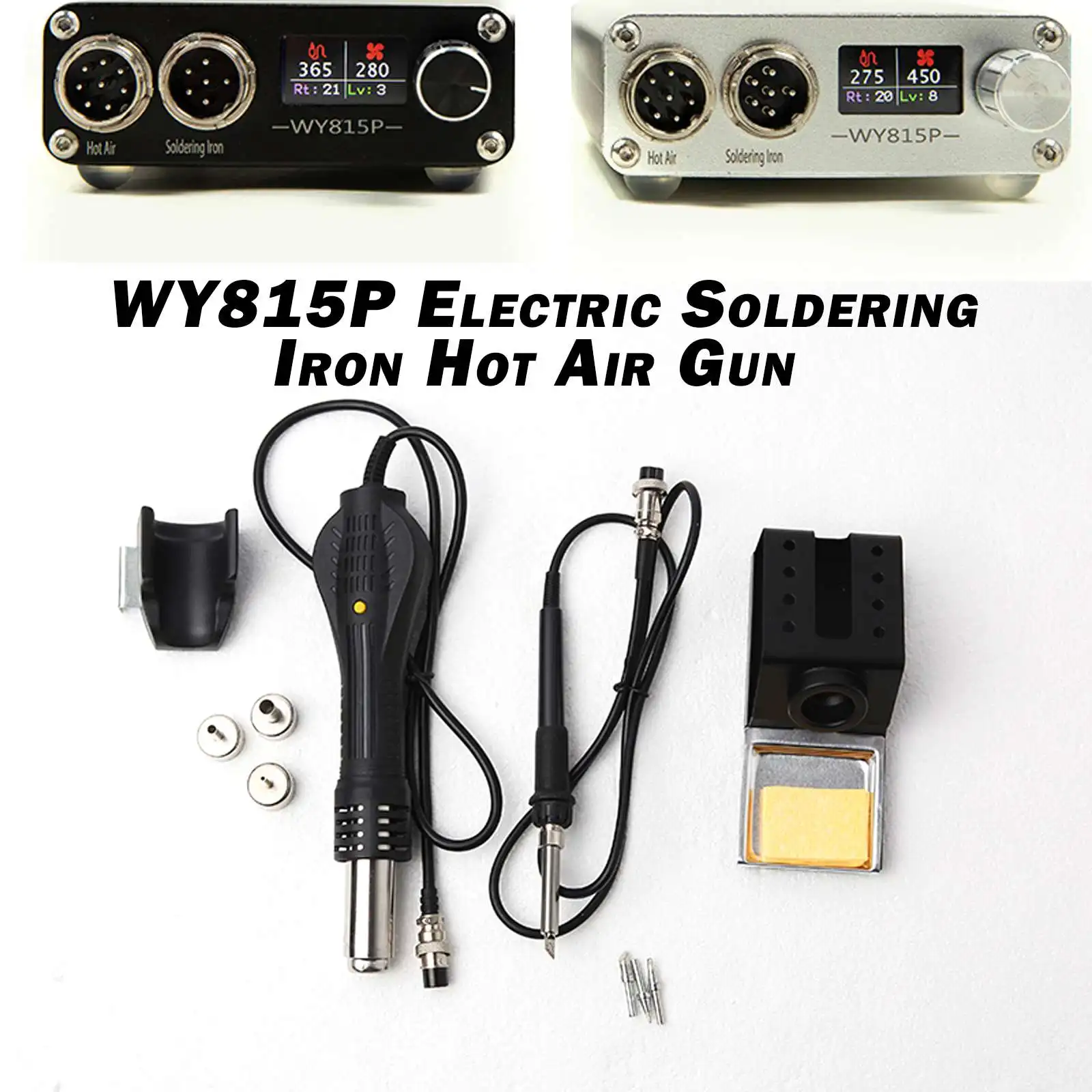Soldador eléctrico WY815P con pantalla LED, pistola de aire caliente T12, Kit de estación de soldadura, herramientas de reparación de estación de desoldadura de retrabajo DIY