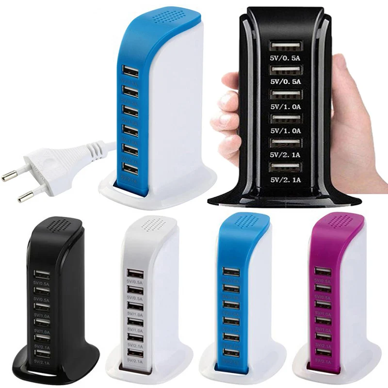 

Fast Multi 6 USB Port Hub Charger Desktop Quick Charging Dock Station Home Multiple Travel Adapter Wall Socket US AU EU UK Plugs